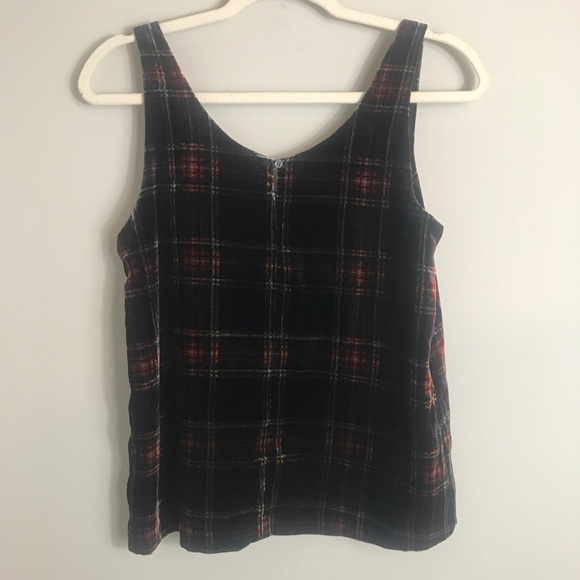 J Crew Sleeveless Velvet Blouse-Black Plaid-Size 2-NWT - Picture 6 of 8